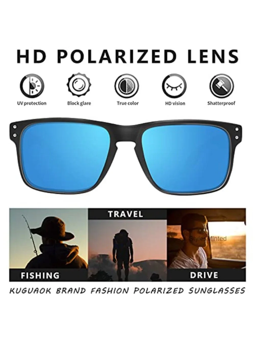 Matte Finish Polarized Square Sunglasses UV Protection for Men Women